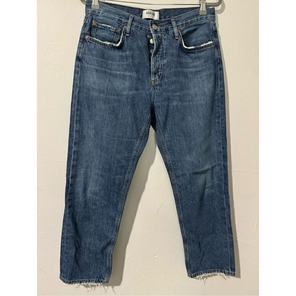 Agolde button fly raw distressed hem size 27